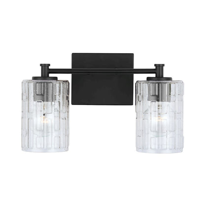 2-Light Bathroom Vanity Light, Clear Embossed