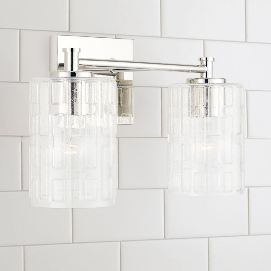 2-Light Bathroom Vanity Light, Clear Embossed
