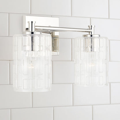 2-Light Bathroom Vanity Light, Clear Embossed