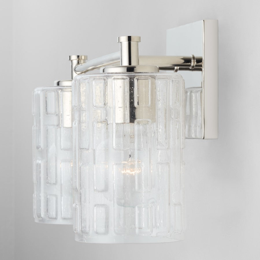 2-Light Bathroom Vanity Light, Clear Embossed