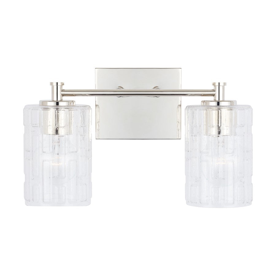 2-Light Bathroom Vanity Light, Clear Embossed