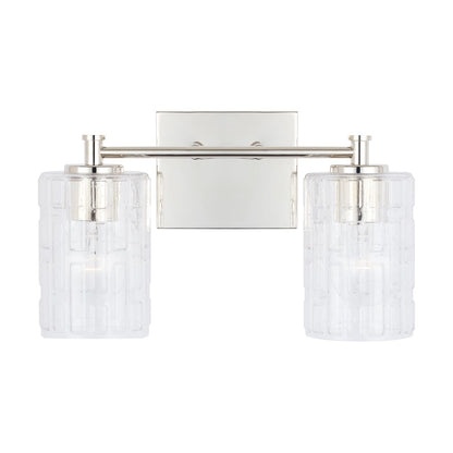 2-Light Bathroom Vanity Light, Clear Embossed
