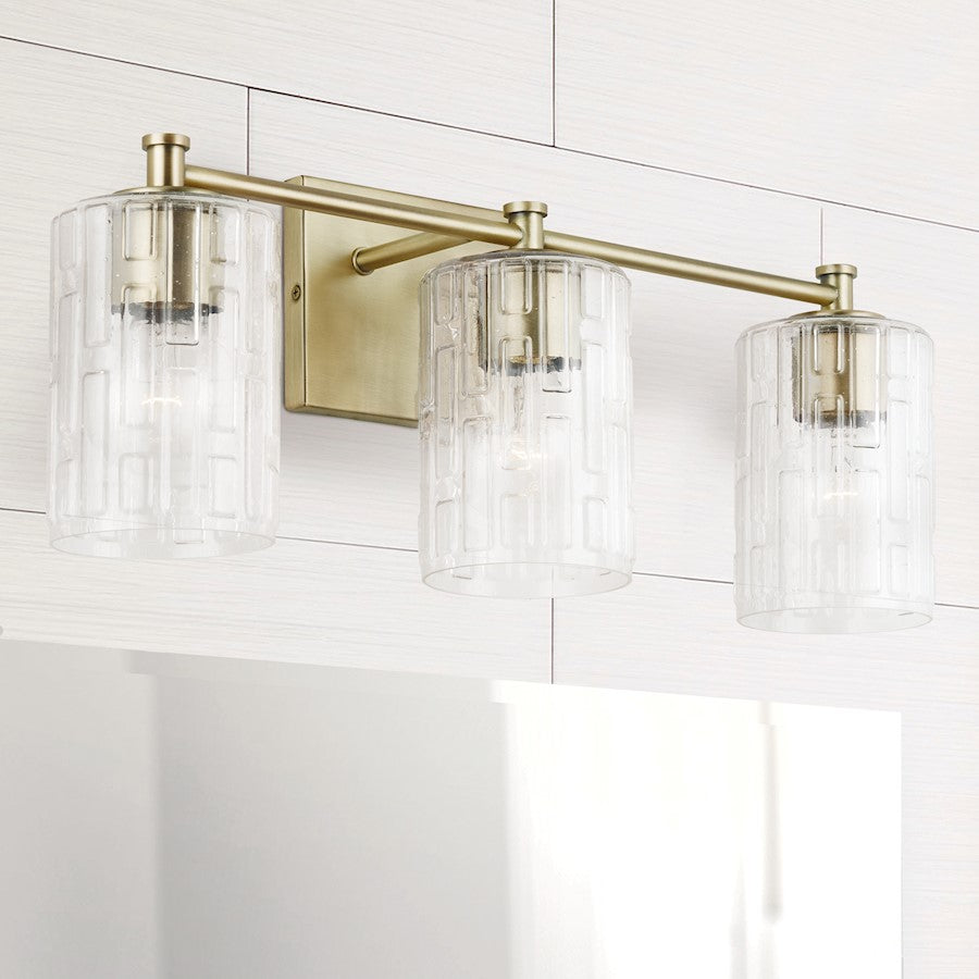 2-Light Bathroom Vanity Light, Clear Embossed
