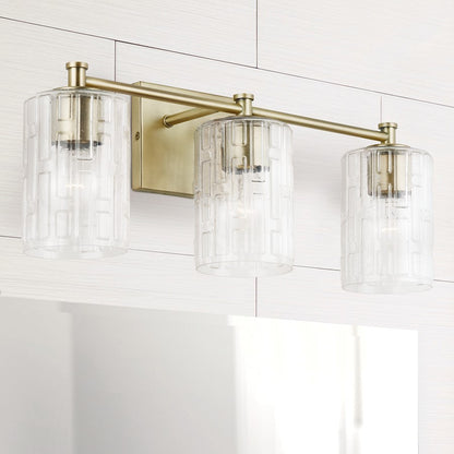 2-Light Bathroom Vanity Light, Clear Embossed