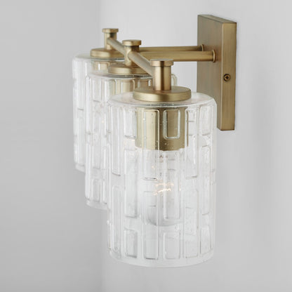 2-Light Bathroom Vanity Light, Clear Embossed