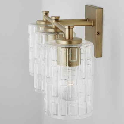 2-Light Bathroom Vanity Light, Clear Embossed