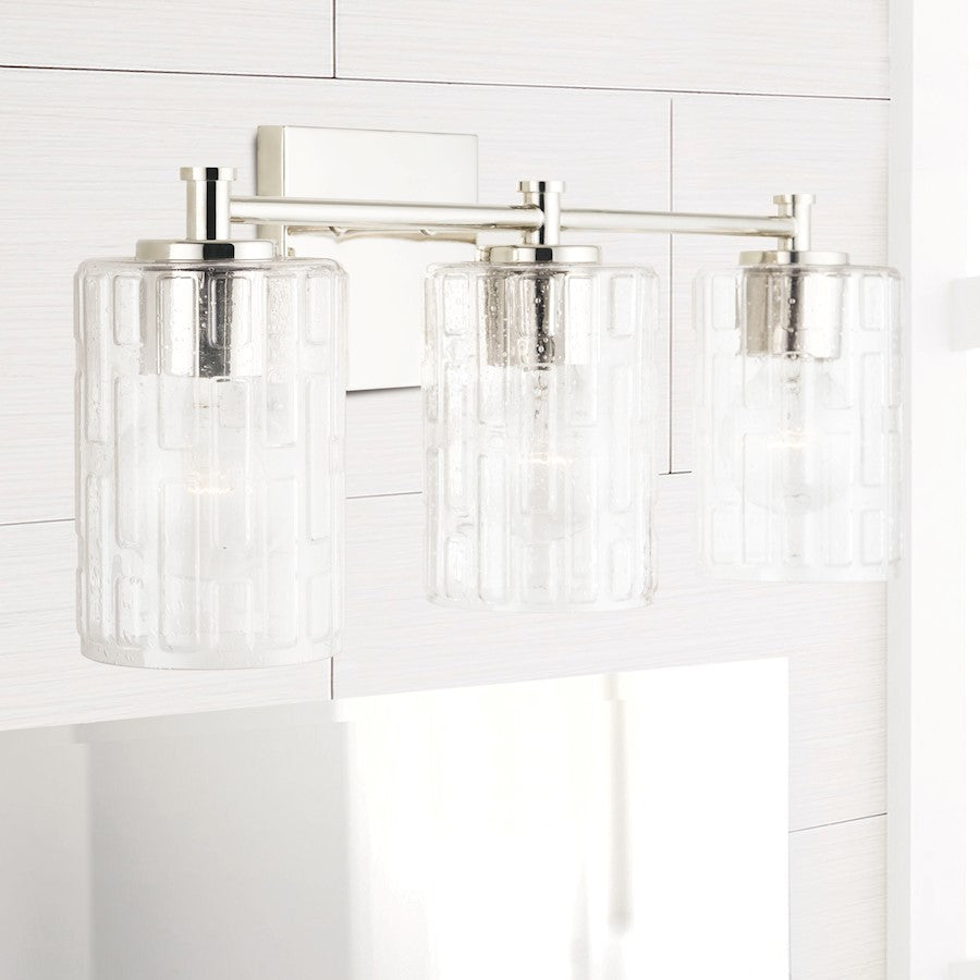 2-Light Bathroom Vanity Light, Clear Embossed