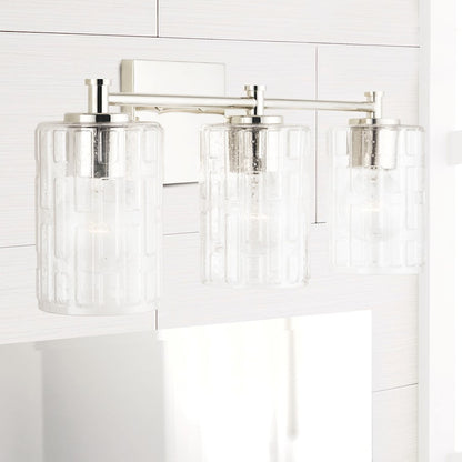 2-Light Bathroom Vanity Light, Clear Embossed