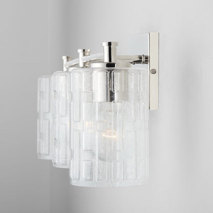 2-Light Bathroom Vanity Light, Clear Embossed