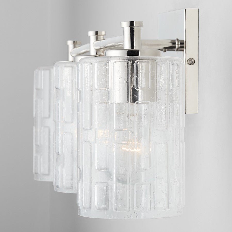 2-Light Bathroom Vanity Light, Clear Embossed