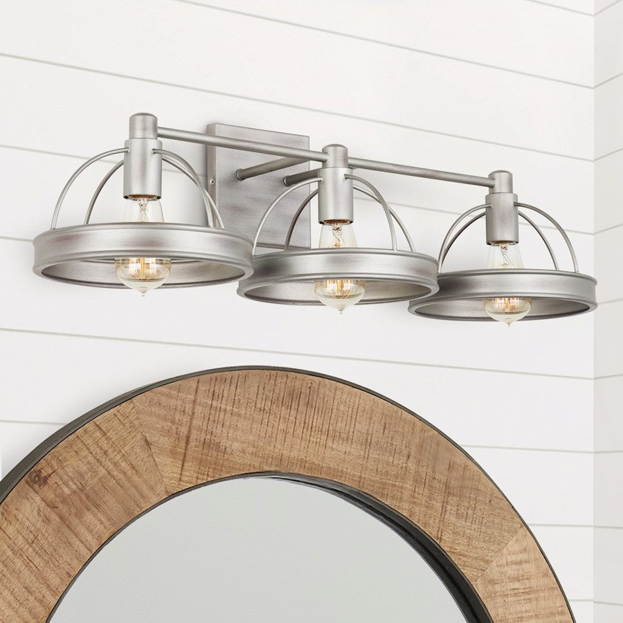 3-Light Bathroom Vanity Light, Washed Grey