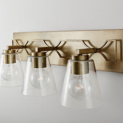 3 Light Bathroom Vanity Light, Aged Brass