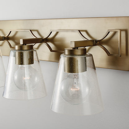 3 Light Bathroom Vanity Light, Aged Brass