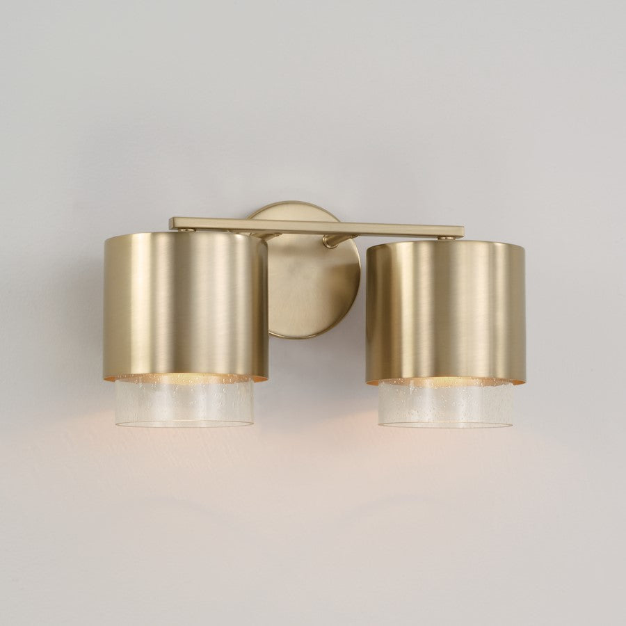 2 Light Bathroom Vanity Light, Matte Brass