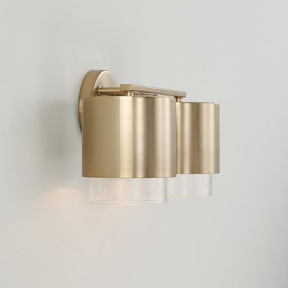 2 Light Bathroom Vanity Light, Matte Brass