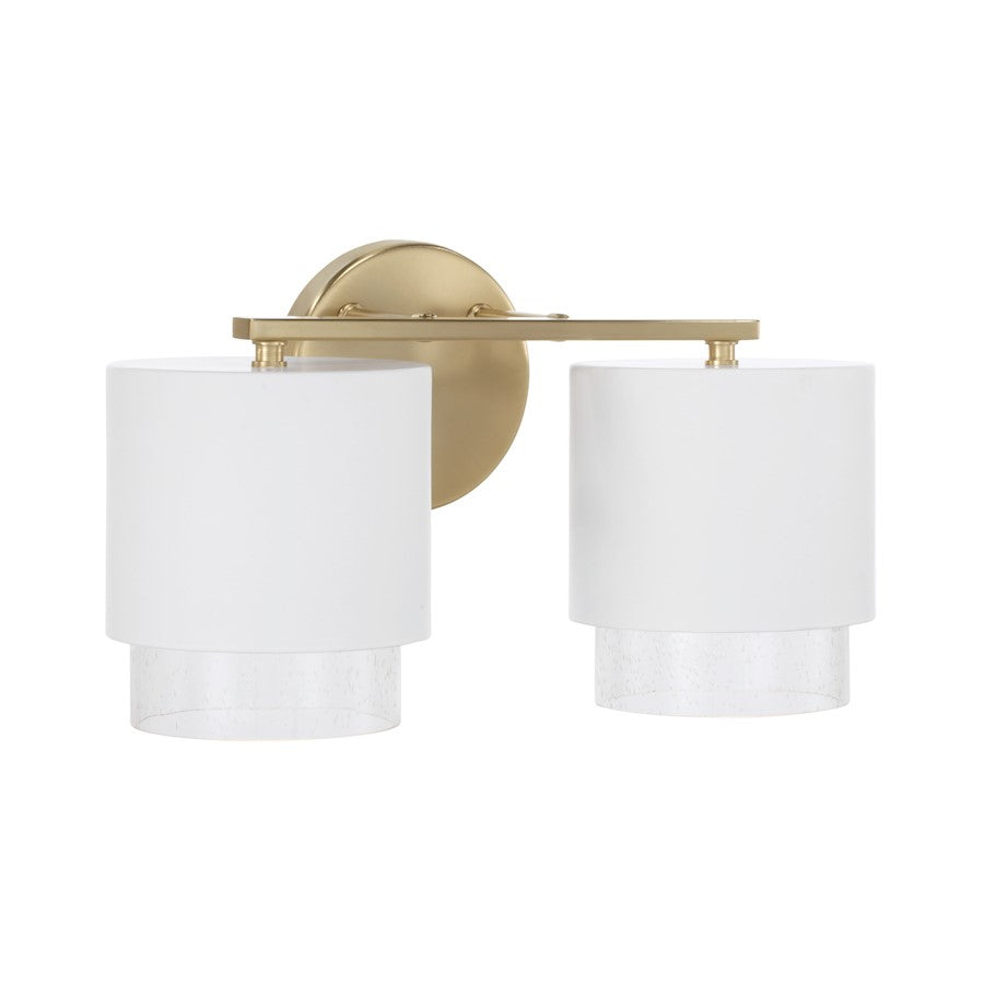 Capital Lighting Weller 2Lt Vanity, Brass/White/Clear Seeded - 153021RE-549