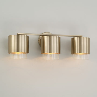 3 Light Bathroom Vanity Light, Matte Brass