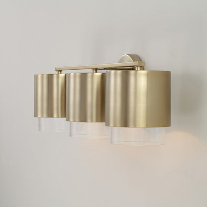 3 Light Bathroom Vanity Light, Matte Brass