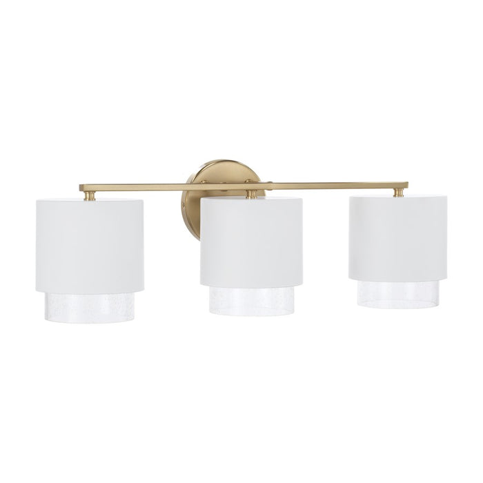 Capital Lighting Weller 3Lt Vanity, Brass/White/Clear Seeded - 153031RE-549