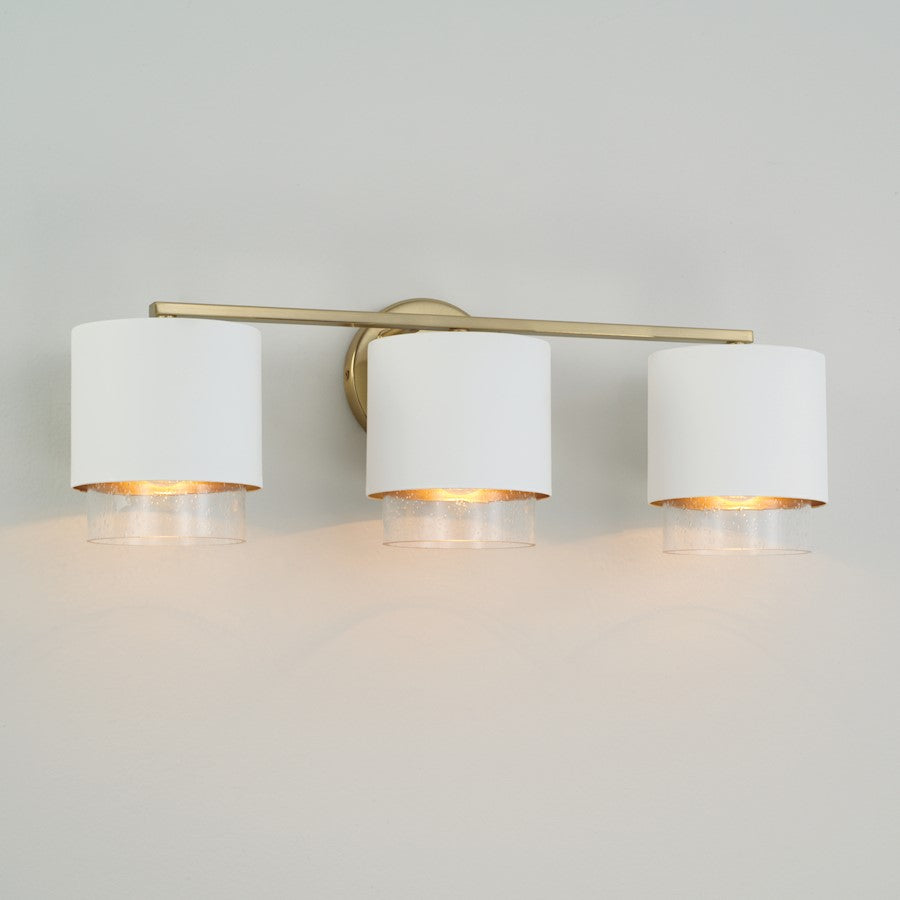 3 Light Bathroom Vanity Light, Brass