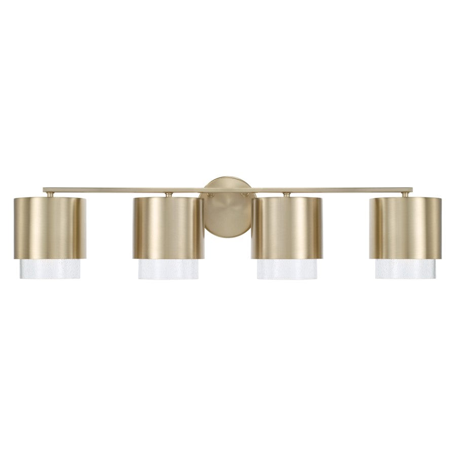 4 Light Bathroom Vanity Light, Matte Brass