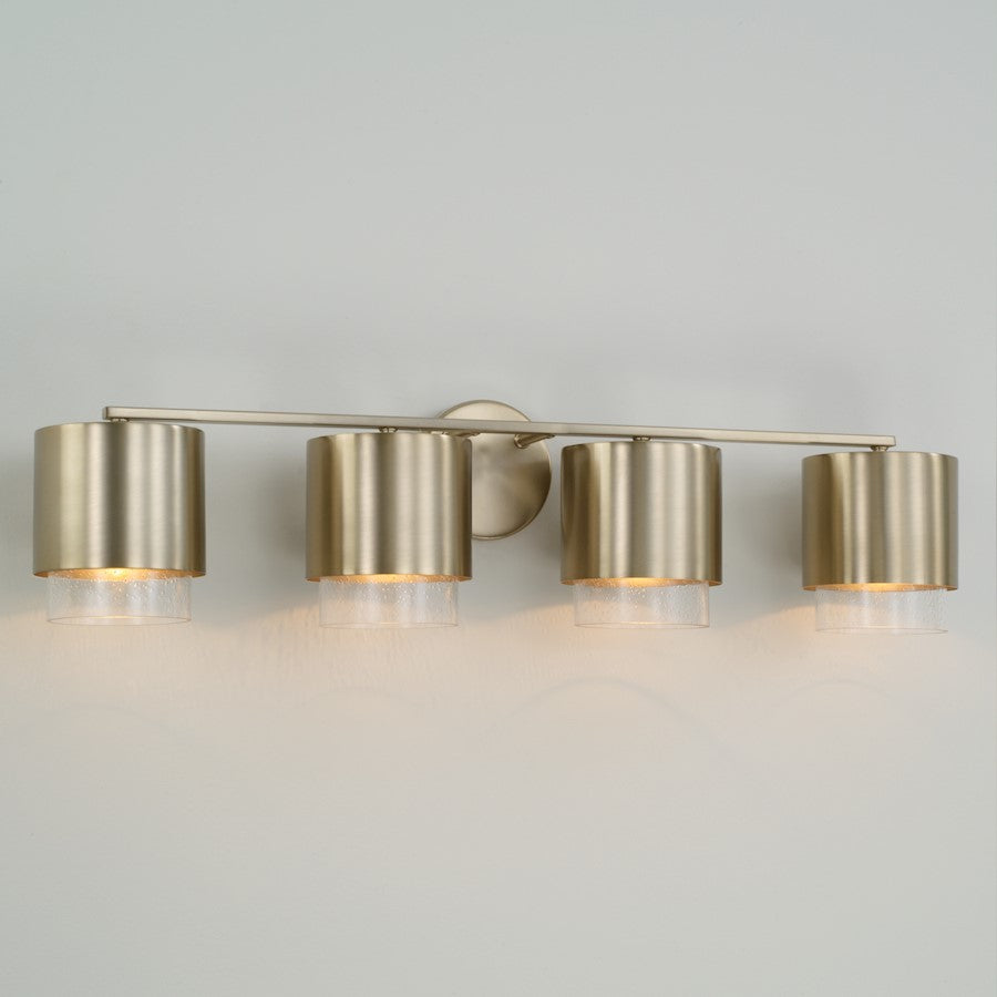 4 Light Bathroom Vanity Light, Matte Brass