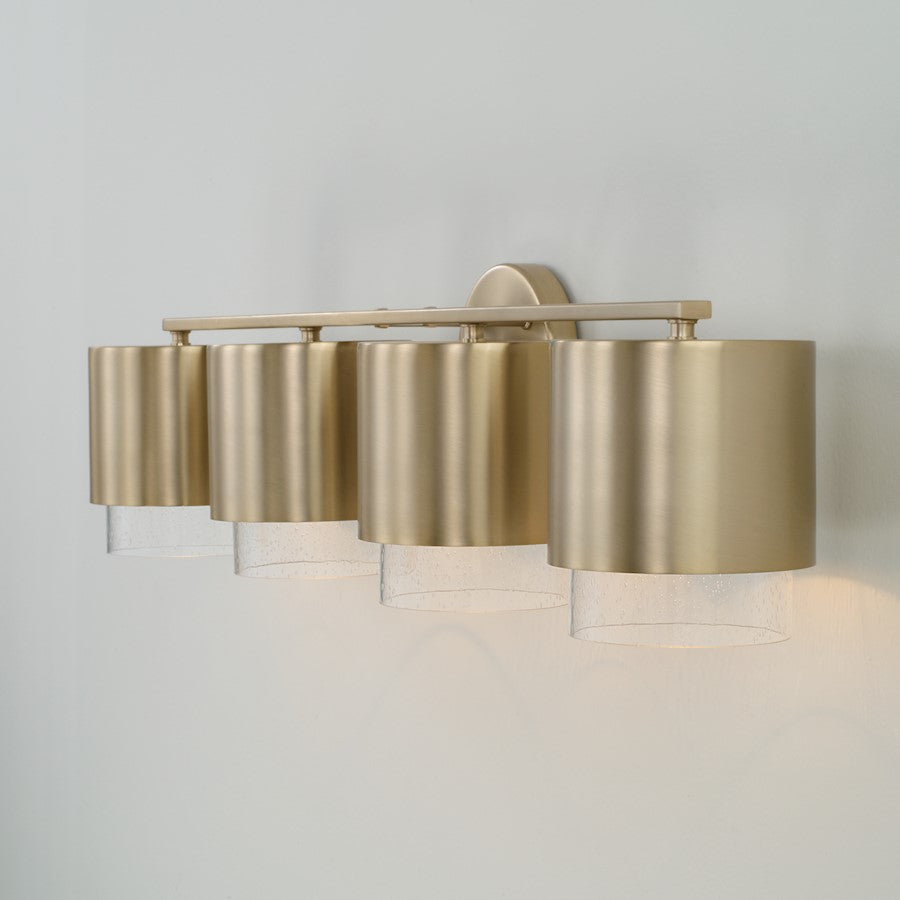 4 Light Bathroom Vanity Light, Matte Brass