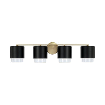 Weller 4 Light Bathroom Vanity Light, Brass/Black/Clear Seeded