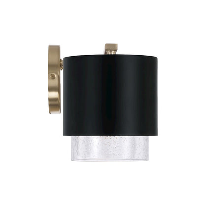 Weller 4 Light Bathroom Vanity Light, Brass/Black/Clear Seeded