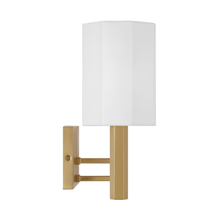 Capital Lighting Adrian 3 Light Vanity, Aged Brass/White Fabric