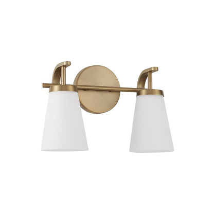 Homeplace Lighting Drake 2Lt Vanity, Aged Brass/Soft White Glass - 161021AD-660