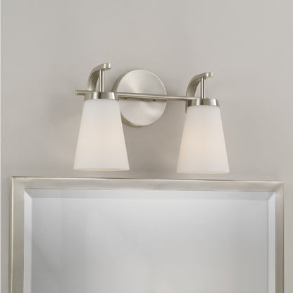 Homeplace Lighting Drake 2Lt Vanity, Nickel/Soft White Glass