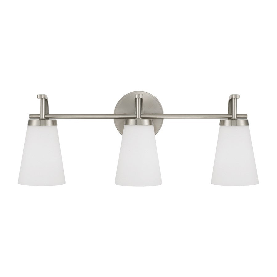 Homeplace Lighting Drake 3Lt Vanity, Nickel/Soft White Glass