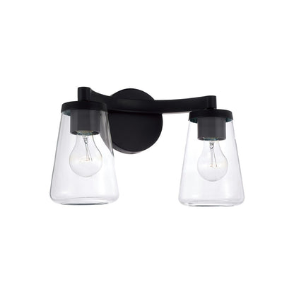 Homeplace Lighting Aaron 2 Light Vanity, Matte Black/Clear Glass - 161921MB-664