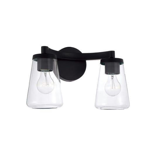 Homeplace Lighting Aaron 2 Light Vanity, Matte Black/Clear Glass - 161921MB-664