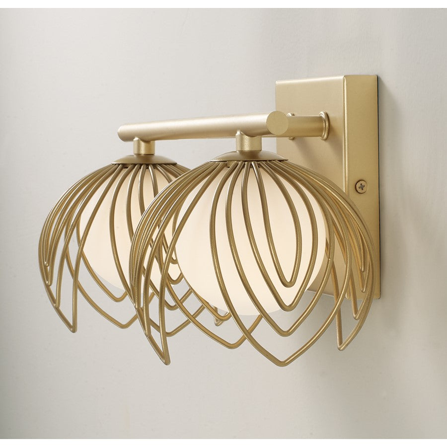 Capital Lighting Flora 2Lt Vanity, Buffed Gold/White Glass Globes
