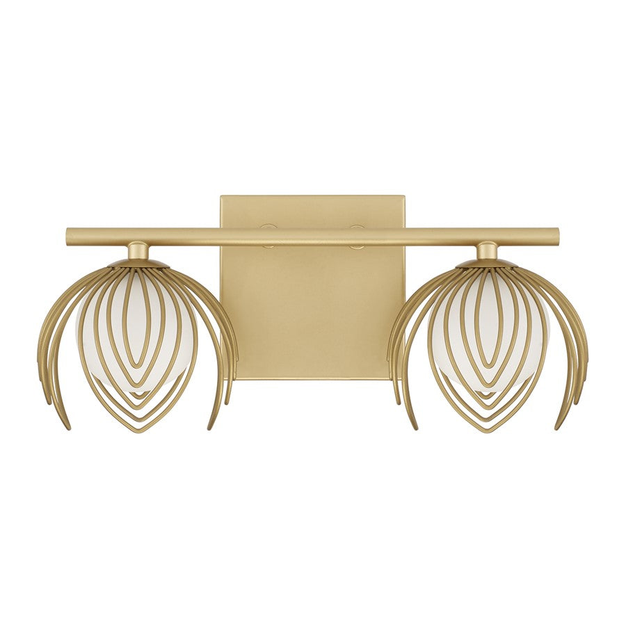 Capital Lighting Flora 2Lt Vanity, Buffed Gold/White Glass Globes