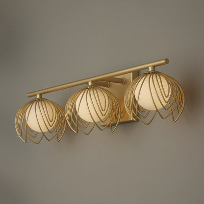 Capital Lighting Flora 3Lt Vanity, Buffed Gold/White Glass Globes
