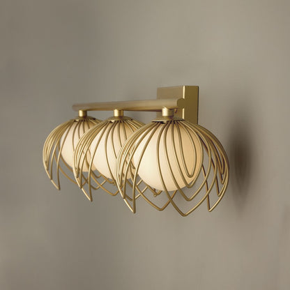 Capital Lighting Flora 3Lt Vanity, Buffed Gold/White Glass Globes