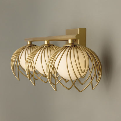 Capital Lighting Flora 3Lt Vanity, Buffed Gold/White Glass Globes