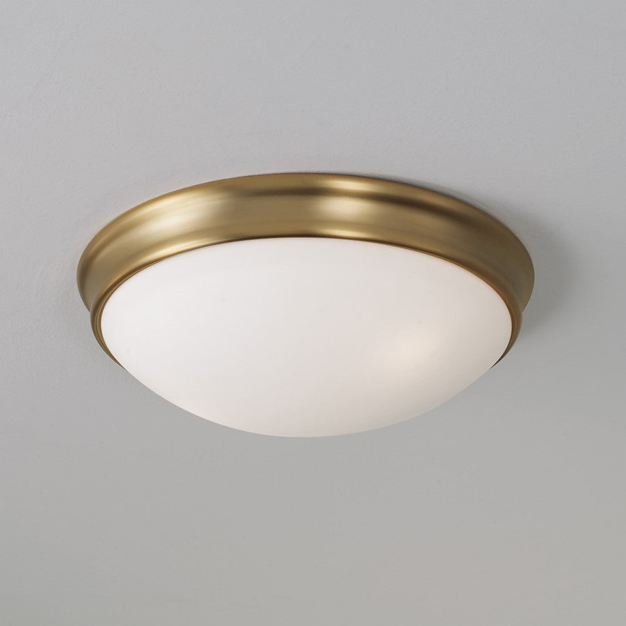 Homeplace Lighting Hansen 3Lt Flush Mount, Aged Brass/Soft White Glass