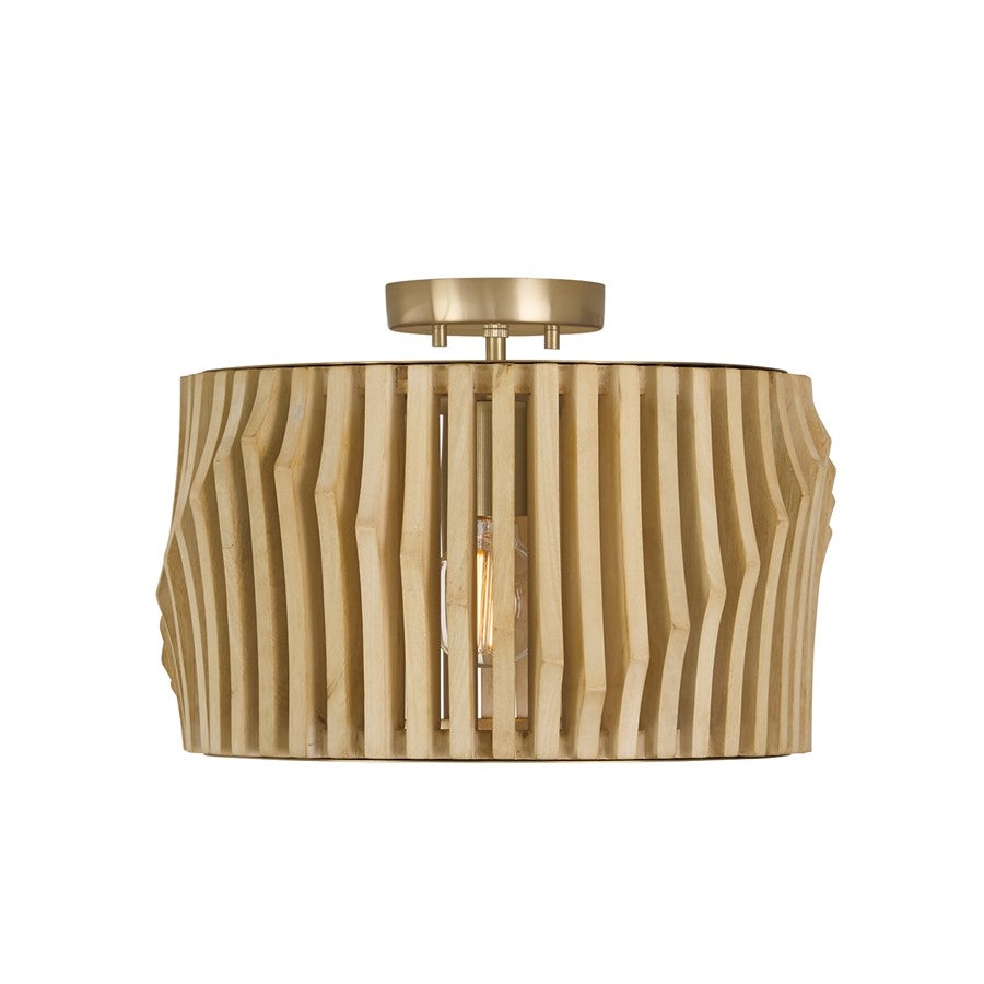 Capital Lighting Archer 1Lt Semi-Flush Mount, Blonde Wood/Brass - 244632BWB