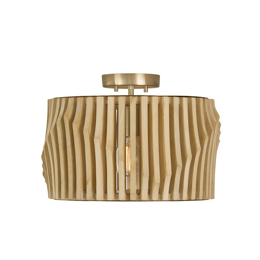 Capital Lighting Archer 1Lt Semi-Flush Mount, Blonde Wood/Brass - 244632BWB