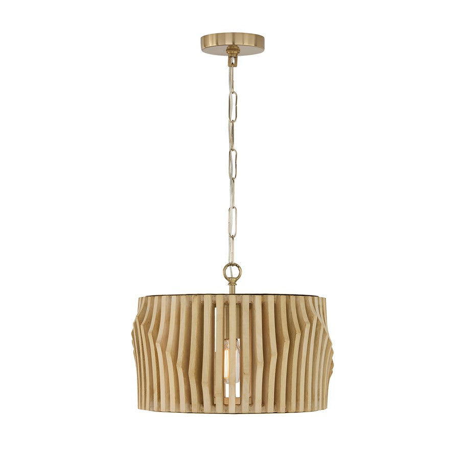 Capital Lighting Archer 1Lt Semi-Flush Mount, Blonde Wood/Brass
