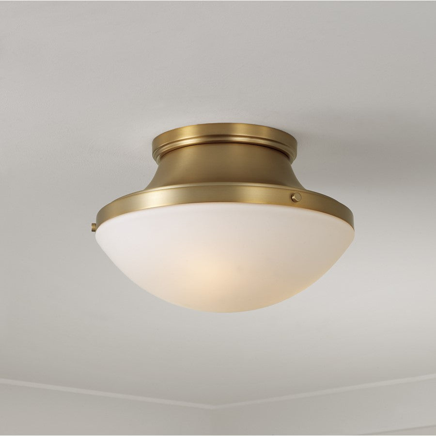Capital Lighting Arlo 3Lt Flush Mount, Aged Brass/Soft White Glass