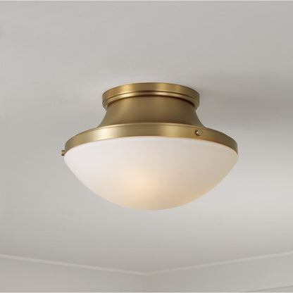 Capital Lighting Arlo 3Lt Flush Mount, Aged Brass/Soft White Glass