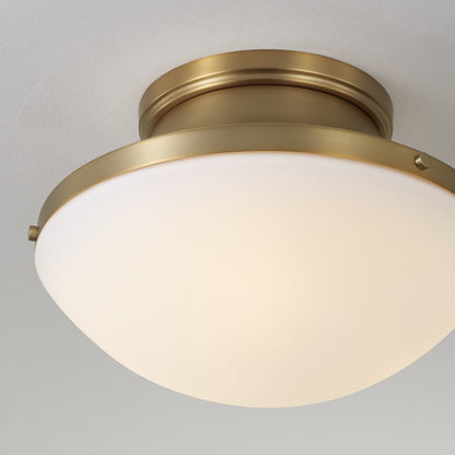 Capital Lighting Arlo 3Lt Flush Mount, Aged Brass/Soft White Glass