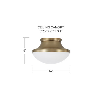 Capital Lighting Arlo 3Lt Flush Mount, Aged Brass/Soft White Glass