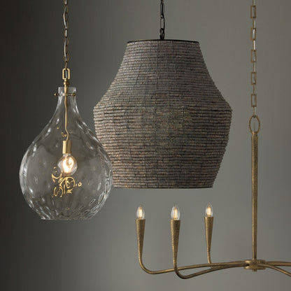 Capital Lighting Bristol 1Lt Pendant, Aged Brass/Clear Water Glass