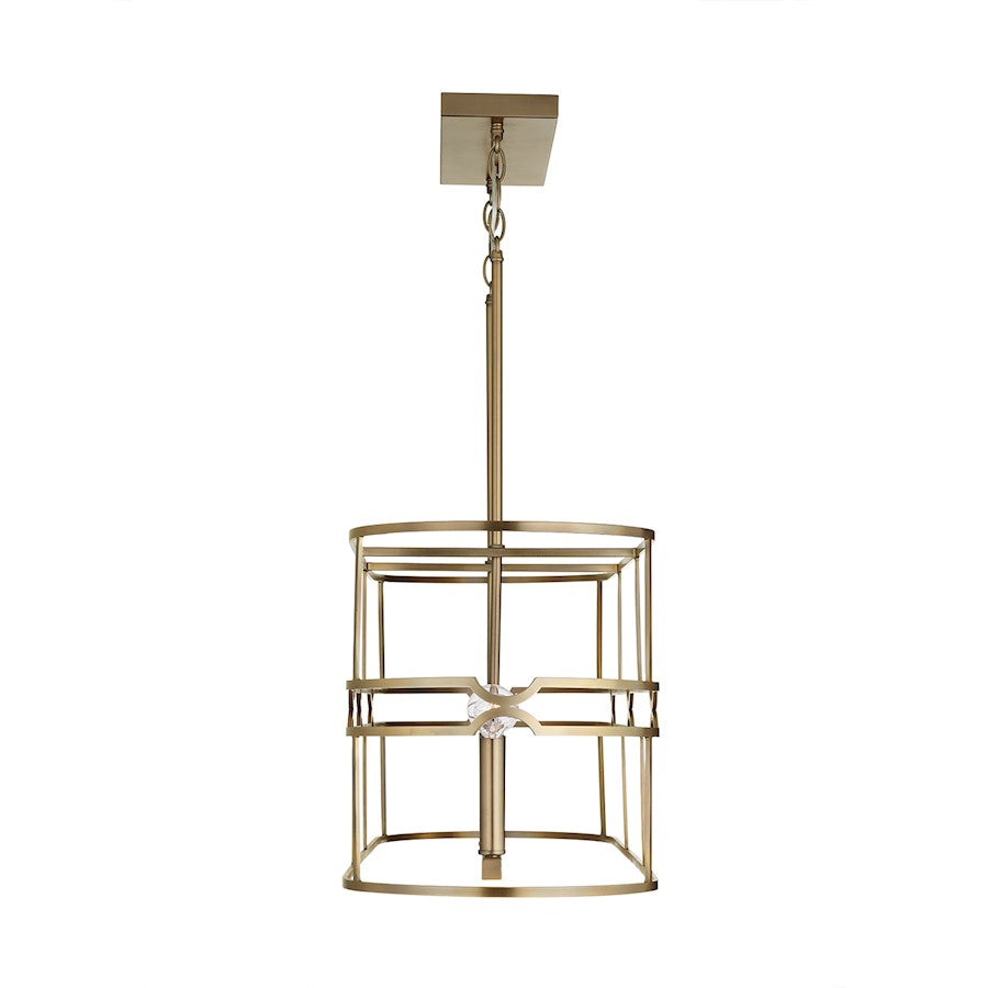 1 Light Pendant, Medium Wood and Matte Brass